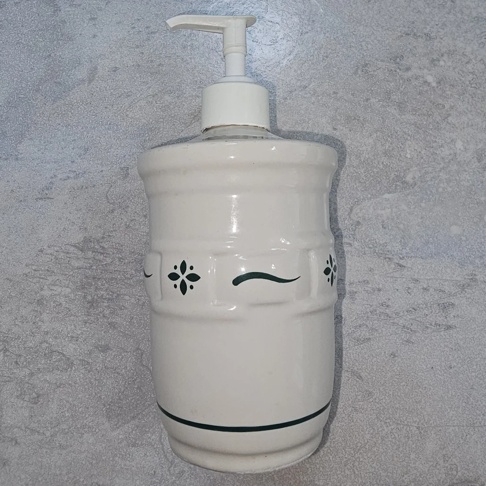 Vintage Longaberger Hunter Green & Ivory Soap Pump Dispenser EUC Cottage Core